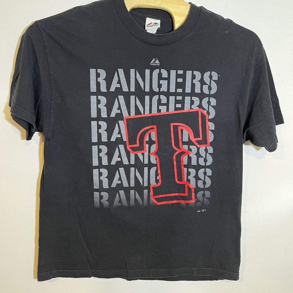 TEXAS RANGERS Majestic Men's XL MLB T-Shirt Short Sleeve‎ Black
